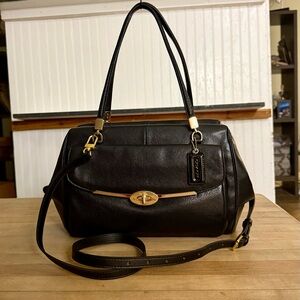 Coach Black Leather Madison Madeline East/West Satchel Bag